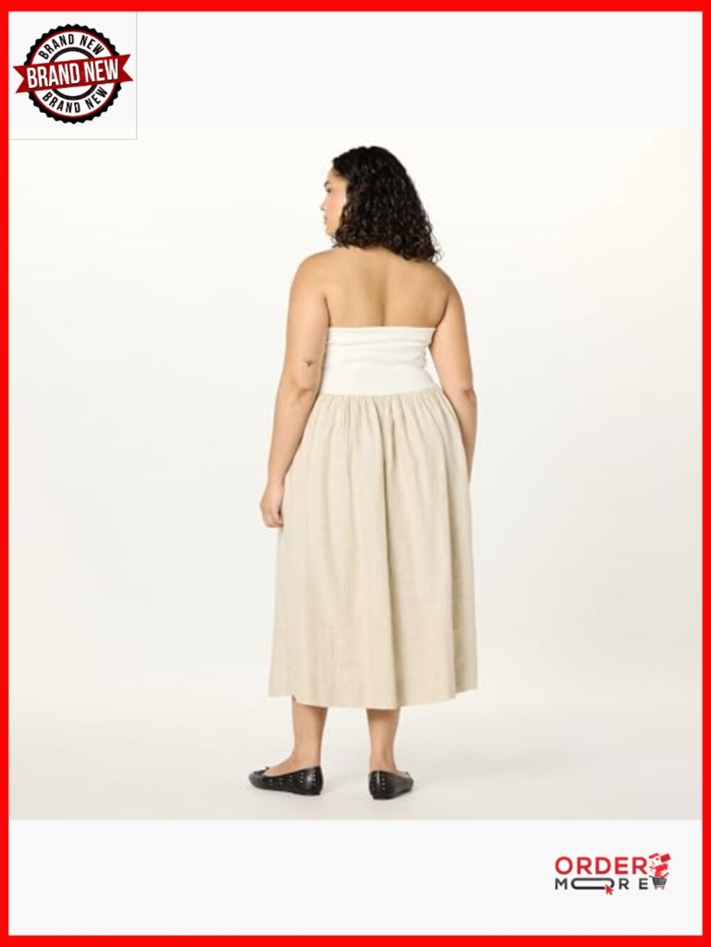 Strapless Mixed Media Maxi Dress A-Line Regular Fit - Picture 6 of 7